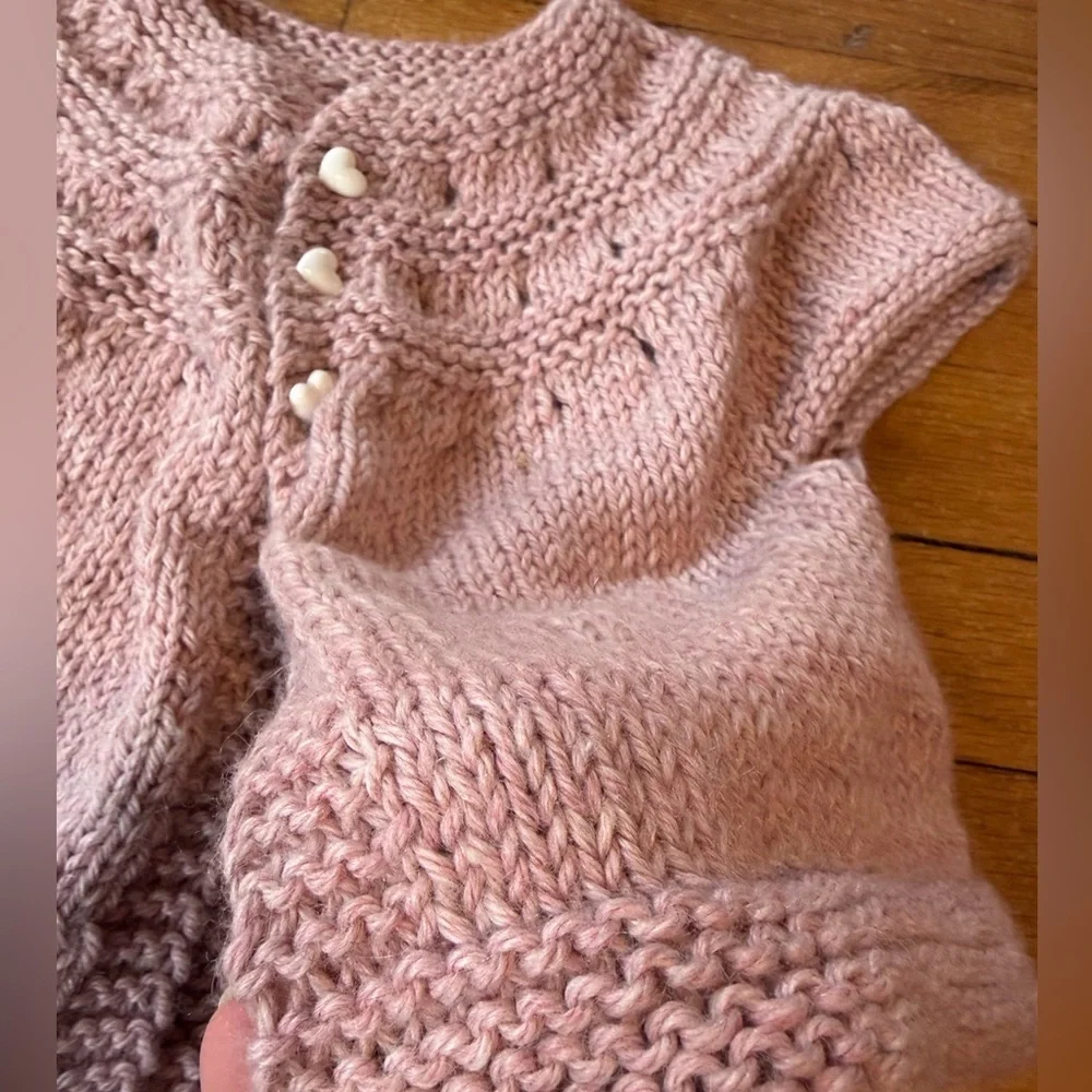 Handmade baby set light sweater and hat 12M soft crochet